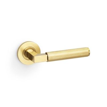 Click Here To Enlarge This Photo Of AW200SBPVD - Alexander & Wilks Hurricane Lever Knurled on 50x6mm Rose - Satin Brass PVD