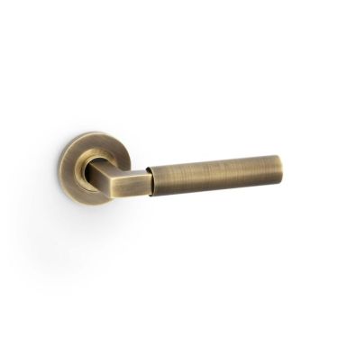 Click Here To Enlarge This Photo Of AW201AB - Alexander & Wilks Hurricane Lever Plain on 50x6mm Rose - Antique Brass