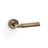 AW201AB - Alexander & Wilks Hurricane Lever Plain on 50x6mm Rose - Antique Brass