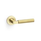 AW201SBPVD - Alexander & Wilks Hurricane Lever Plain on 50x6mm Rose - Satin Brass PVD