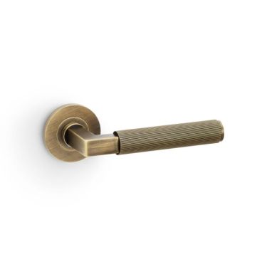 Click Here To Enlarge This Photo Of AW202AB - Alexander & Wilks Hurricane Lever Reeded on 50x6mm Rose - Antique Brass