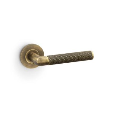 Click Here To Enlarge This Photo Of AW210AB - Alexander & Wilks Harrier Lever Knurled on 50x6mm Rose - Antique Brass