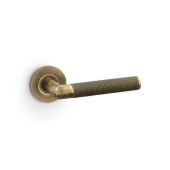 AW210AB - Alexander & Wilks Harrier Lever Knurled on 50x6mm Rose - Antique Brass