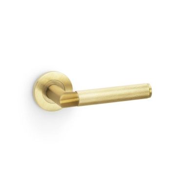 Click Here To Enlarge This Photo Of AW210SBPVD - Alexander & Wilks Harrier Lever Knurled on 50x6mm Rose - Satin Brass PVD