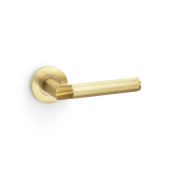 AW210SBPVD - Alexander & Wilks Harrier Lever Knurled on 50x6mm Rose - Satin Brass PVD