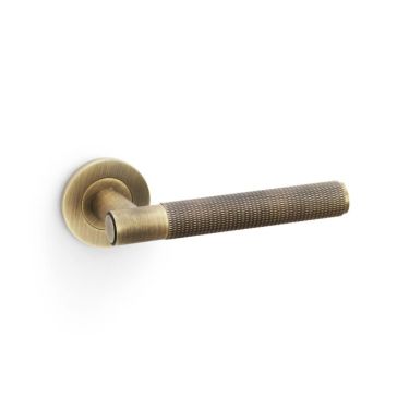 Click Here To Enlarge This Photo Of AW220AB - Alexander & Wilks Spitfire Lever Knurled on 50x6mm Rose - Antique Brass