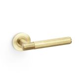 AW220SBPVD - Alexander & Wilks Spitfire Lever Knurled on 50x6mm Rose - Satin Brass PVD