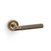 AW222AB - Alexander & Wilks Spitfire Lever Reeded on 50x6mm Rose - Antique Brass