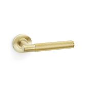 AW222SBPVD - Alexander & Wilks Spitfire Lever Reeded on 50x6mm Rose - Satin Brass PVD
