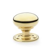 AW300-51-PBU - Alexander & Wilks 'Kershaw' Classic Mushroom Door Knob 51mm dia. - Unlacquered Brass