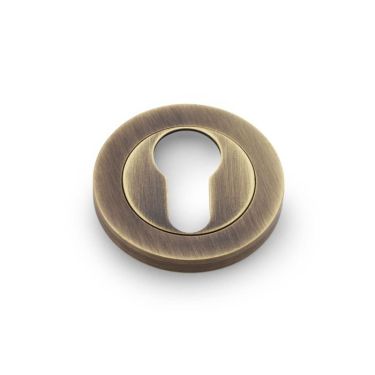 Click Here To Enlarge This Photo Of AW390AB - Alexander & Wilks Escutcheon Euro Profile on 50x6mm Rose - Antique Brass