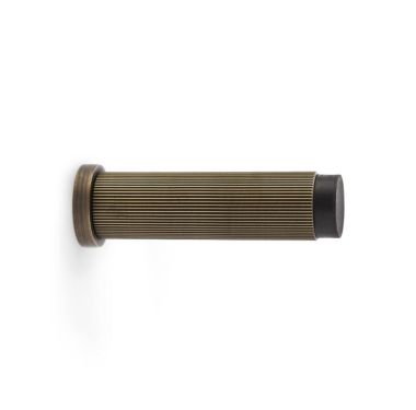 Click Here To Enlarge This Photo Of AW602-75-AB - Alexander & Wilks Projection Cylinder Doorstop Reeded 75x20mm - Antique Brass