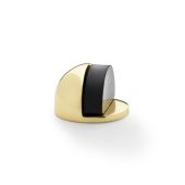 AW631PBL - Alexander & Wilks Floor Mounted Oval Shielded Doorstop 45mm - Lacquered Brass