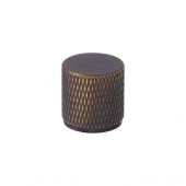 AW800-20-AB - Alexander & Wilks Brunel Diamond Knurled Cabinet Knob - Antique Brass - 20mm