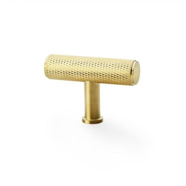 Click Here To Enlarge This Photo Of AW801-55-SBPVD - Alexander & Wilks Knurled T-Bar Cupboard Knob 55mm - Satin Brass PVD