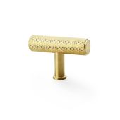 AW801-55-SBPVD - Alexander & Wilks Knurled T-Bar Cupboard Knob 55mm - Satin Brass PVD