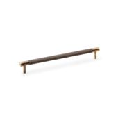 AW810-224-AB - Alexander & Wilks Brunel Diamond Knurled T-Bar Cabinet Handle - Antique Brass - 224mm Centres