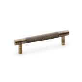 AW810-96-AB - Alexander & Wilks Brunel Diamond Knurled T-Bar Cabinet Handle - Antique Brass - 96mm Centres