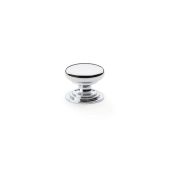AW825-25-PC - Alexander & Wilks Round Cupboard Knob Integral Stepped Rose - Polished Chrome - 25mm