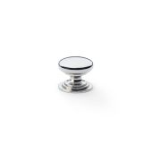 AW825-25-PN - Alexander & Wilks Round Cupboard Knob Integral Stepped Rose - Polished Nickel - 25mm