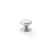 AW825-25-SC - Alexander & Wilks Round Cupboard Knob Integral Stepped Rose - Satin Chrome - 25mm