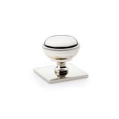AW826-34-PNPVD - Alexander & Wilks Quantock Cupboard Knob 34mm on Square Backplate - Polished Nickel PVD