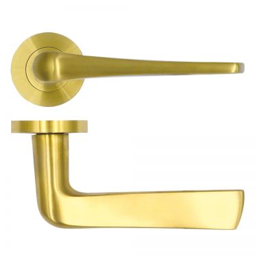 Click Here To Enlarge This Photo Of RT020PVDSB - Zoo Hardware Rosso Tecnica 'Como' Lever on Round Rose - Satin Brass