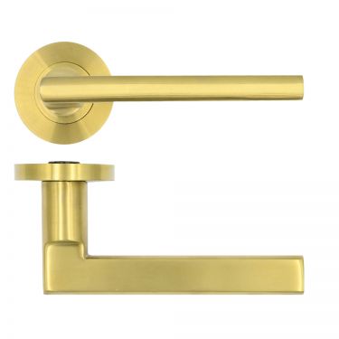 Click Here To Enlarge This Photo Of RT040PVDSB - Zoo Hardware Rosso Tecnica 'Varese' Lever on Round Rose - Satin Brass