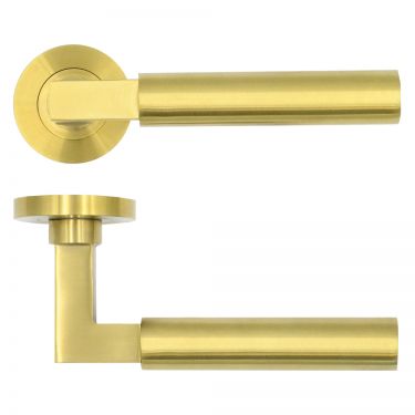 Click Here To Enlarge This Photo Of RT050PVDSB - Zoo Hardware Rosso Tecnica 'Garda' Lever on Round Rose - Satin Brass