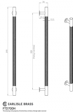 Click Here To Enlarge This Photo Of FTD700HMB - Carlisle Brass Fingertip Design Knurled Pull Handle 30mm (320mm c/c) Matt Black