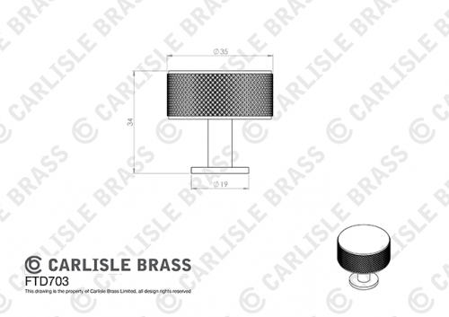 Click Here To Enlarge This Photo Of FTD703CP - Carlisle Brass Fingertip Design Knurled Radio Knob 35mm Polished Chrome