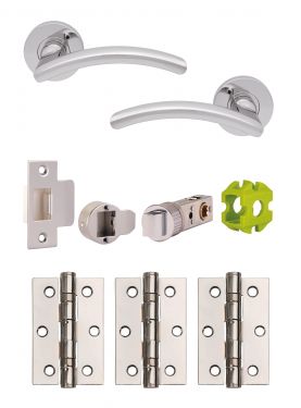 Click Here To Enlarge This Photo Of JTB71010 Jigtech Polished Chrome 'Viper' Passage Door Pack (57mm Backset and 3" Hinges)