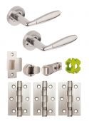 JTB81070 Jigtech Polished Chrome/Satin Chrome 'Harrier' Privacy Door Pack (57mm Backset and 3" Hinges)