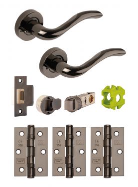 Click Here To Enlarge This Photo Of JTB81400 Jigtech Black Nickel 'Solar' Privacy Door Pack (57mm Backset and 3" Hinges)