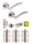 JTB82020 Jigtech Polished Chrome 'Vecta' Privacy Door Pack (57mm Backset and 3" Hinges)