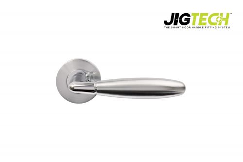 Click Here To Enlarge This Photo Of JTF1070-F Jigtech Polished Chrome/Satin Chrome 'Harrier' Lever On Rose [CE]