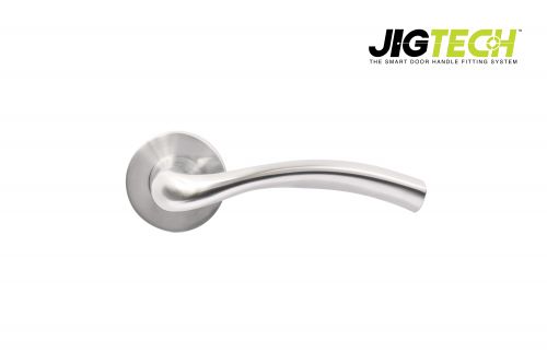 Click Here To Enlarge This Photo Of JTF1200-F Jigtech Satin Chrome 'Solar' Lever On Rose [CE]