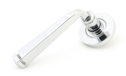 Click Here To Enlarge This Photo Of 45615 From The Anvil Polished Chrome Avon Round Lever on Rose Set (Plain)