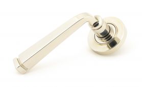 45619 From The Anvil Polished Nickel Avon Round Lever on Rose Set (Plain)