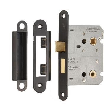 Click Here To Enlarge This Photo Of BAE5030MB/R - Carlisle Brass Eurospec Residential Bathroom Lock 76mm Matt Black (Radius)