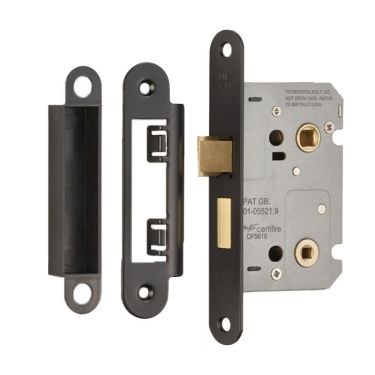 Click Here To Enlarge This Photo Of BAE5025MB/R - Carlisle Brass Eurospec Residential Bathroom Lock 64mm Matt Black (Radius)