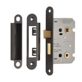 BAE5025MB/R - Carlisle Brass Eurospec Residential Bathroom Lock 64mm Matt Black (Radius)