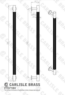 Click Here To Enlarge This Photo Of FTD710HAB - Carlisle Brass Fingertip Design 'Lines' Pull Handle 370mm (320mm c/c) Antique Brass