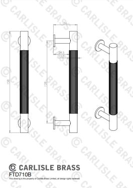 Click Here To Enlarge This Photo Of FTD710BCP - Carlisle Brass Fingertip Design 'Lines' Pull Handle 158mm (128mm c/c) Polished Chrome