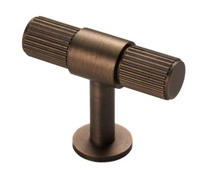 Click Here To Enlarge This Photo Of FTD711AB - Carlisle Brass Fingertip Design 'Lines' T-Bar Knob 50mm Antique Brass