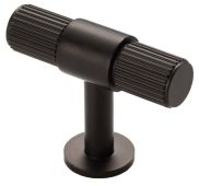 FTD711MB - Carlisle Brass Fingertip Design 'Lines' T-Bar Knob 50mm Matt Black