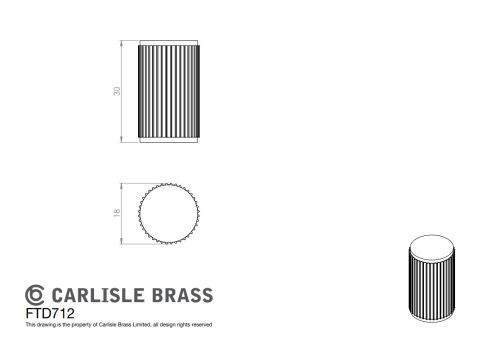 Click Here To Enlarge This Photo Of FTD712CP - Carlisle Brass Fingertip Design 'Lines' Knob 18mm dia (30mm projection) Polished Chrome