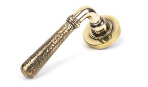 46069 From The Anvil Aged Brass Hammered Newbury Lever on Rose Set (Plain)