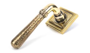 46072 From The Anvil Aged Brass Hammered Newbury Lever on Rose Set (Square)