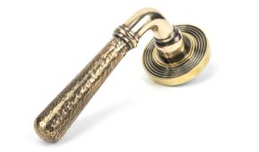 50039 From The Anvil Aged Brass Hammered Newbury Lever on Rose Set (Beehive) - Unsprung